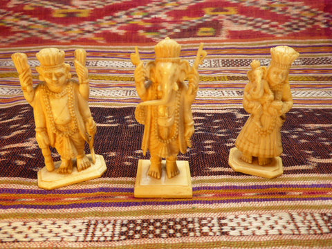 Lord Ganesh and Shiva and Parvarti, Ivory, North India.