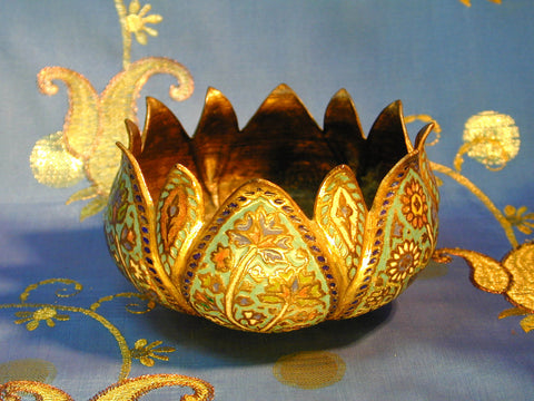 Kashmiri Lotus form Gilt Enamel Bowl