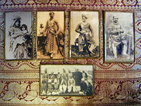 4 sepia photos of Indian Noblemen & a Tribal Mother